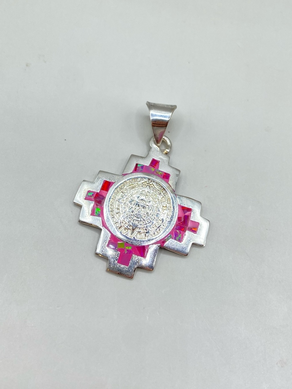 Mexico Chakana Cross Inlay Pendant